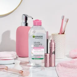 Maybelline Lash Sensational Sky High Mascara Black + Garnier Micellar Cleansing Water Normal & Sensitive Skin