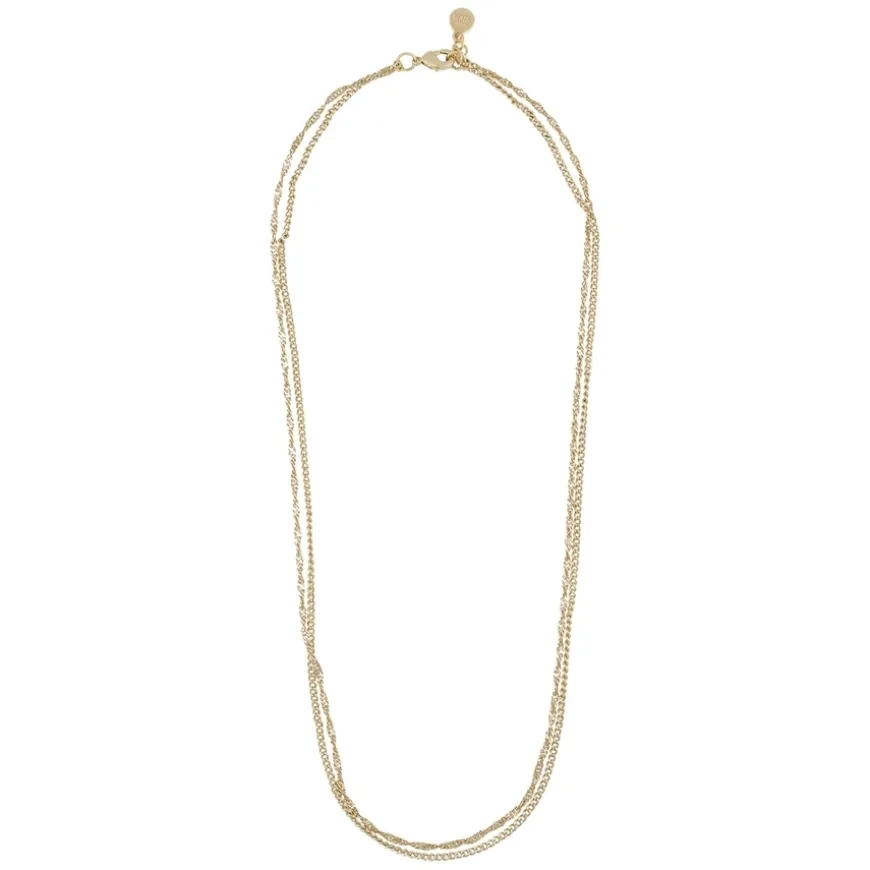 Mayfair Double Necklace Plain Gold 42cm