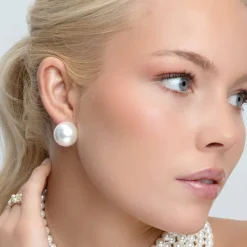 Megan Big Earring Silver/White Onesize