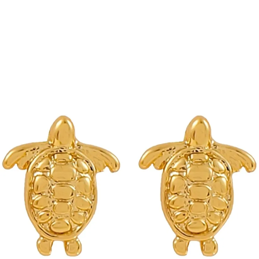 Mini Turtle Stud Earrings Gold