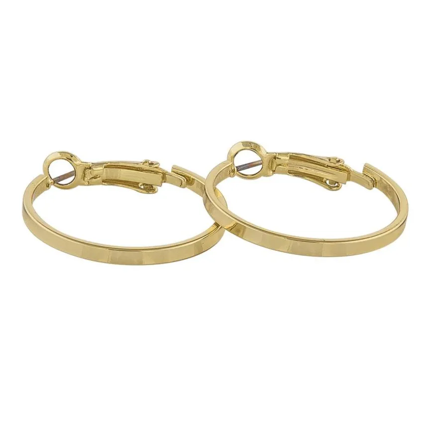 Moe Ring Earring Plain Gold 25mm