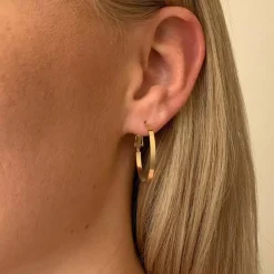 Moe Ring Earring Plain Gold 25mm