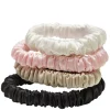 Mulberry Silk Skinny Scrunchies, White, Pink, Beige, Black 4pcs