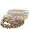 Mulberry Silk Skinny Scrunchies, White, Cream White, Beige, Light Brown 4pcs