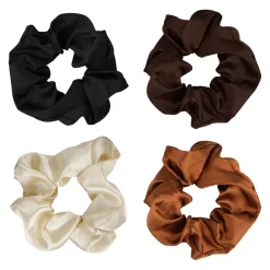 Natural Satin Scrunchies 4pcs