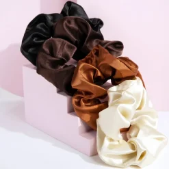 Natural Satin Scrunchies 4pcs