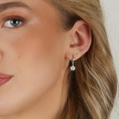 Nisi Flower Pendant Earring Silver Onesize