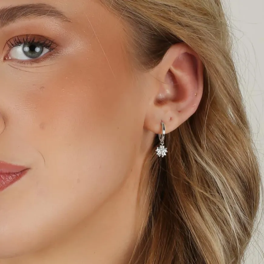 Nisi Flower Pendant Earring Silver Onesize