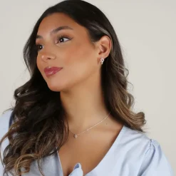 Nisi Heart Pendant Necklace Silver 42cm