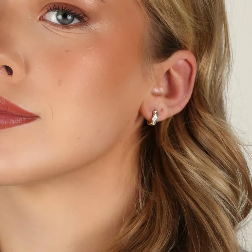 Nisi Stone Hoop Earring Gold 8mm