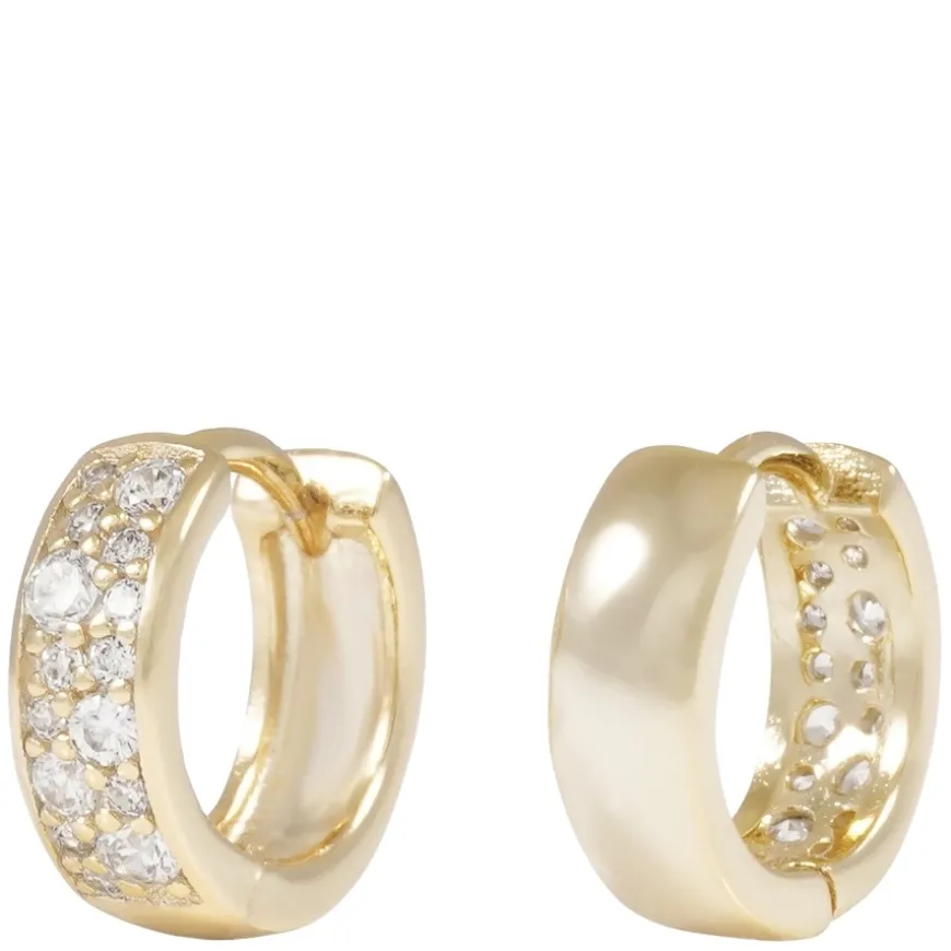 Nisi Stone Hoop Earring Gold 12mm