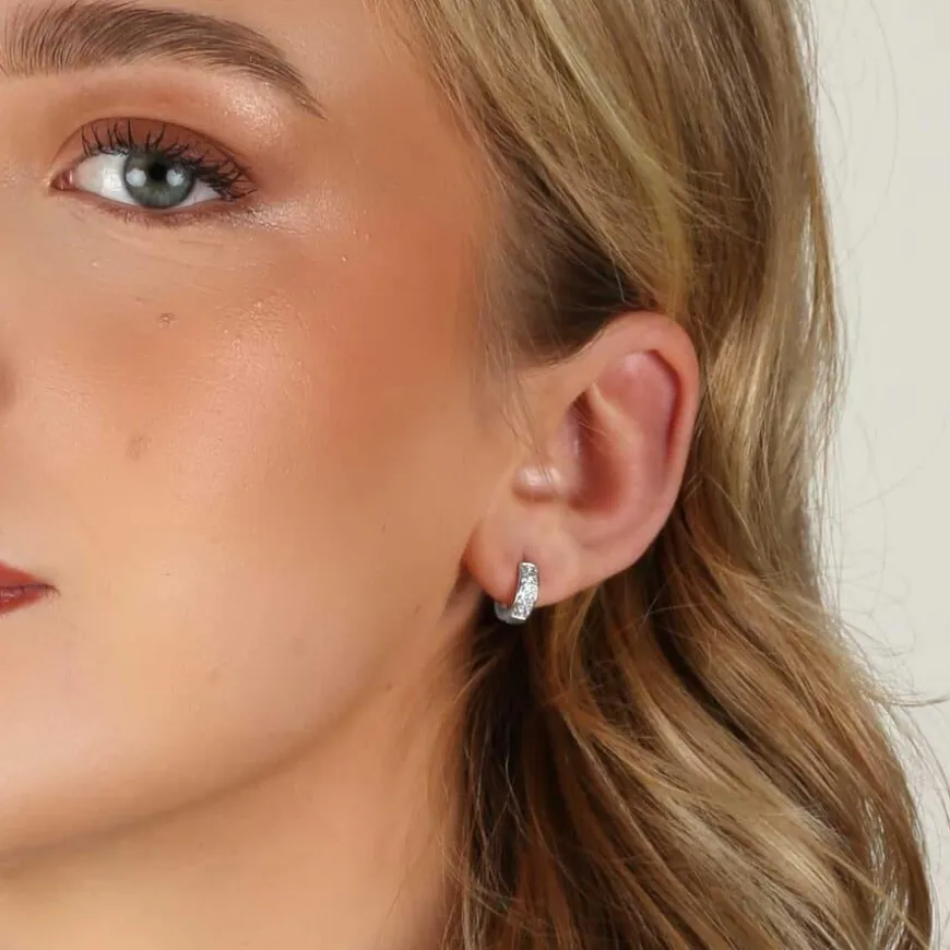 Nisi Stone Hoop Earring Silver 8mm