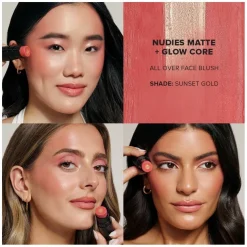 Nudies Matte + Glow Core All Over Face Blush Color Sunset Gold 5g