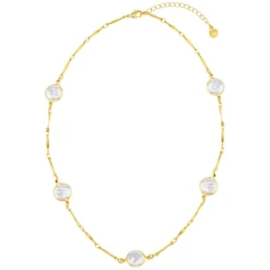 Orelia Coin Pearl Stationed Chain Necklace