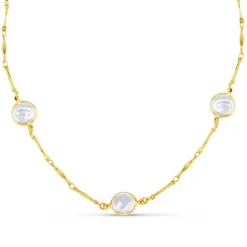 Orelia Coin Pearl Stationed Chain Necklace