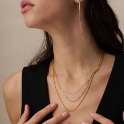 Orelia Fine Chain 3-Row Necklace