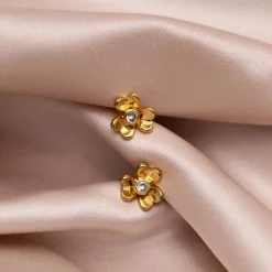 Orelia Floral Clover Stud Earrings