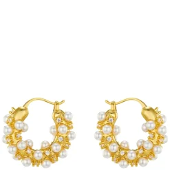 Orelia Pearl & Crystal Embellished Hoops
