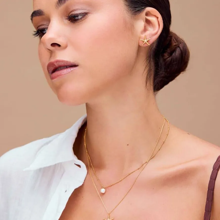 Orelia Starfish & Pearl Stud Earring