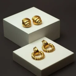 Orelia Statement Textured Door Knocker Earrings