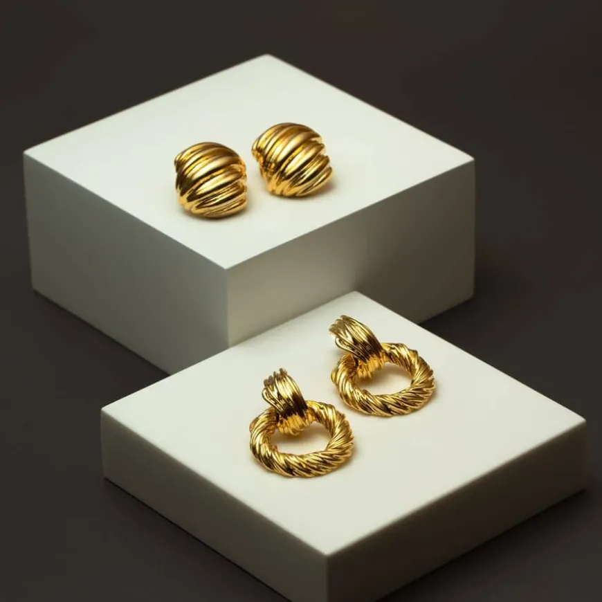 Orelia Statement Textured Door Knocker Earrings