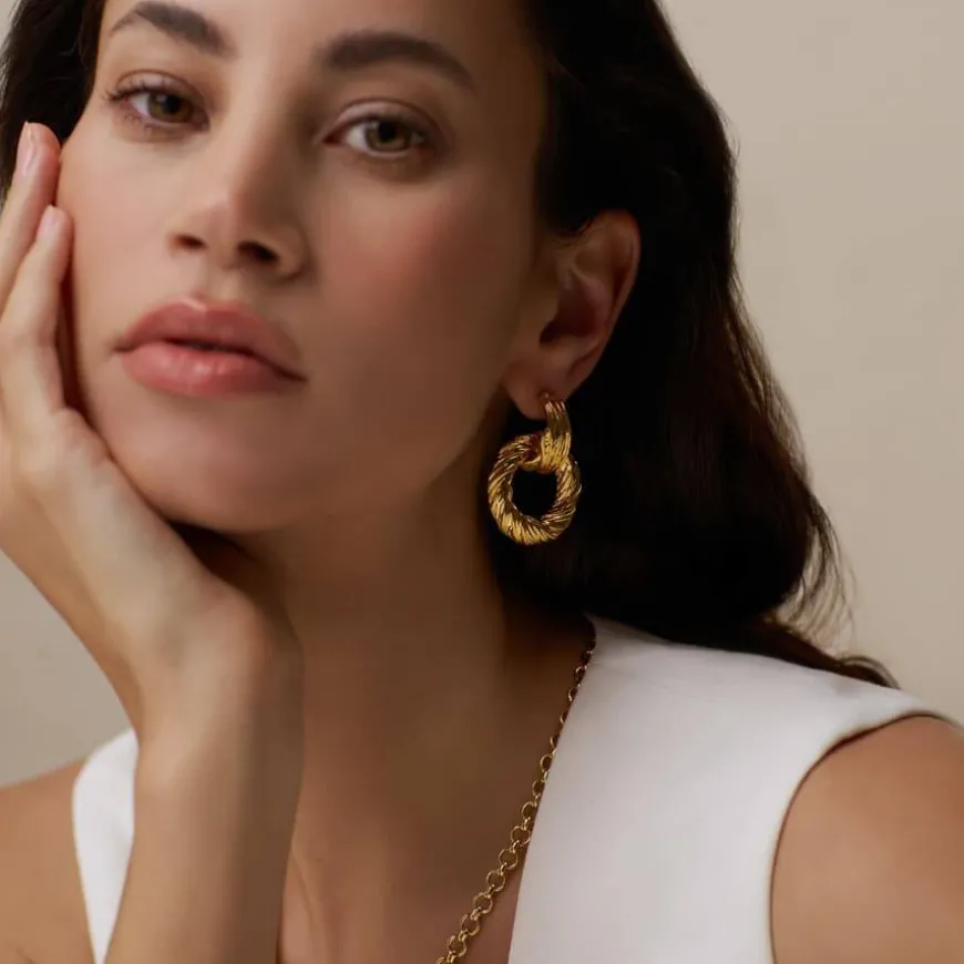 Orelia Statement Textured Door Knocker Earrings