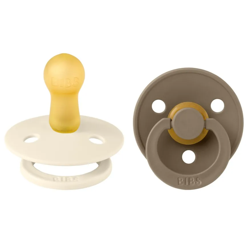 Pacifier Colour Latex Ivory/Dark Oak Size 2 2pcs