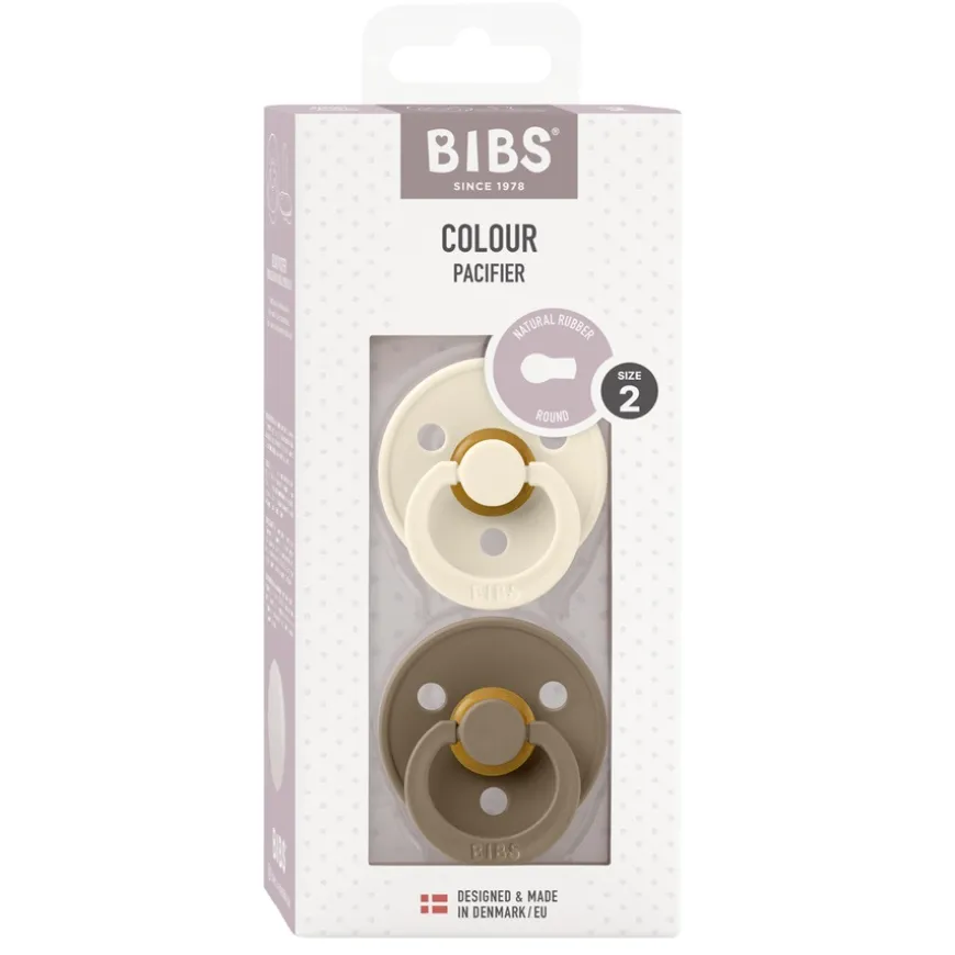 Pacifier Colour Latex Ivory/Dark Oak Size 2 2pcs
