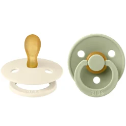 Pacifier Colour Latex Symmetrical Ivory/Sage Size 1 2pcs