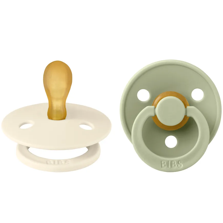 Pacifier Colour Latex Symmetrical Ivory/Sage Size 1 2pcs