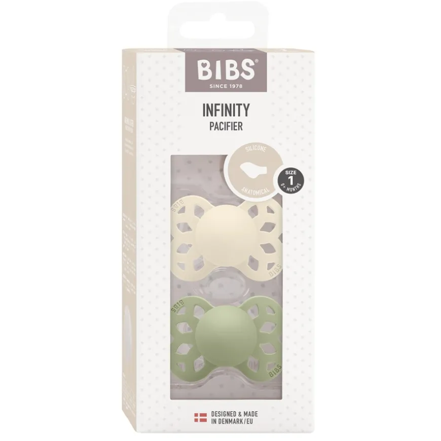 Pacifier Infinity Anatomical Silicone Ivory/Sage Size 1 2pcs