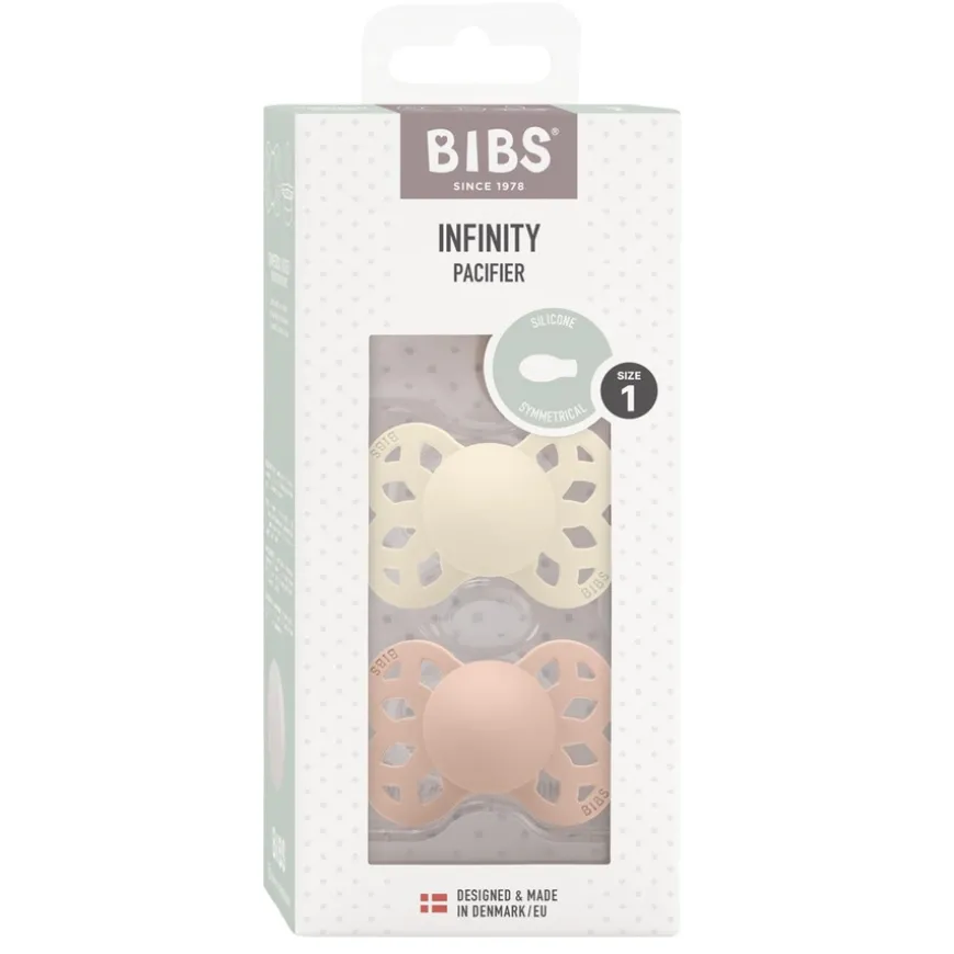 Pacifier Infinity Symmetrical Silicone Ivory/Blush Size 1 2pcs