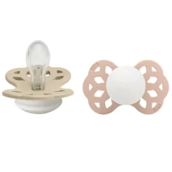 Pacifier Infinity Symmetrical Silicone Vanilla Glow/Blush Glow Size 1 2pcs
