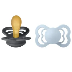Pacifier Supreme Latex Iron/Baby Blue Size 2 2pcs