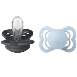 Pacifier Supreme Silicone Iron/Baby Blue Size 1 2pcs