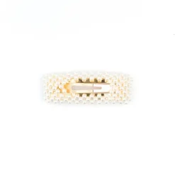 Pearl Hair Clip Square Small White