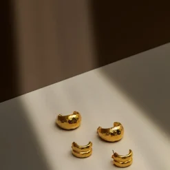 Polished Hammered Domed Hoops