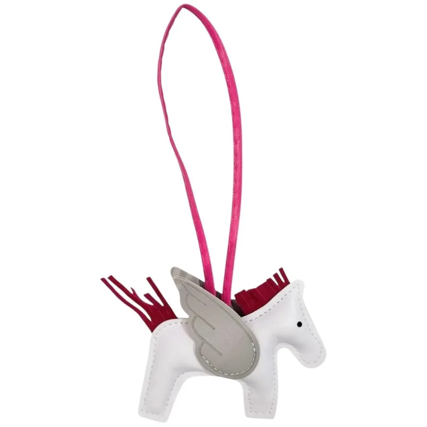 Pony Bag Charm White With Grey & Pink