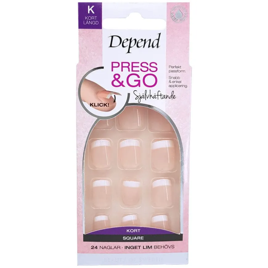 Press & Go French Look Pink Short Sqaure 24pcs