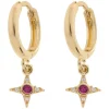 Rebecca Star With Pink Crystal Hoop Earrings