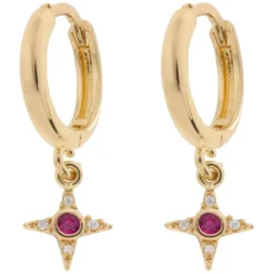 Rebecca Star With Pink Crystal Hoop Earrings