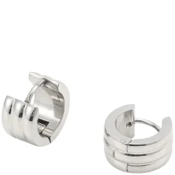 Ruby Triple Huggie Hoop Earrings Silver