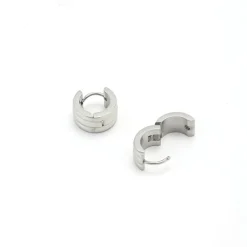 Ruby Triple Huggie Hoop Earrings Silver
