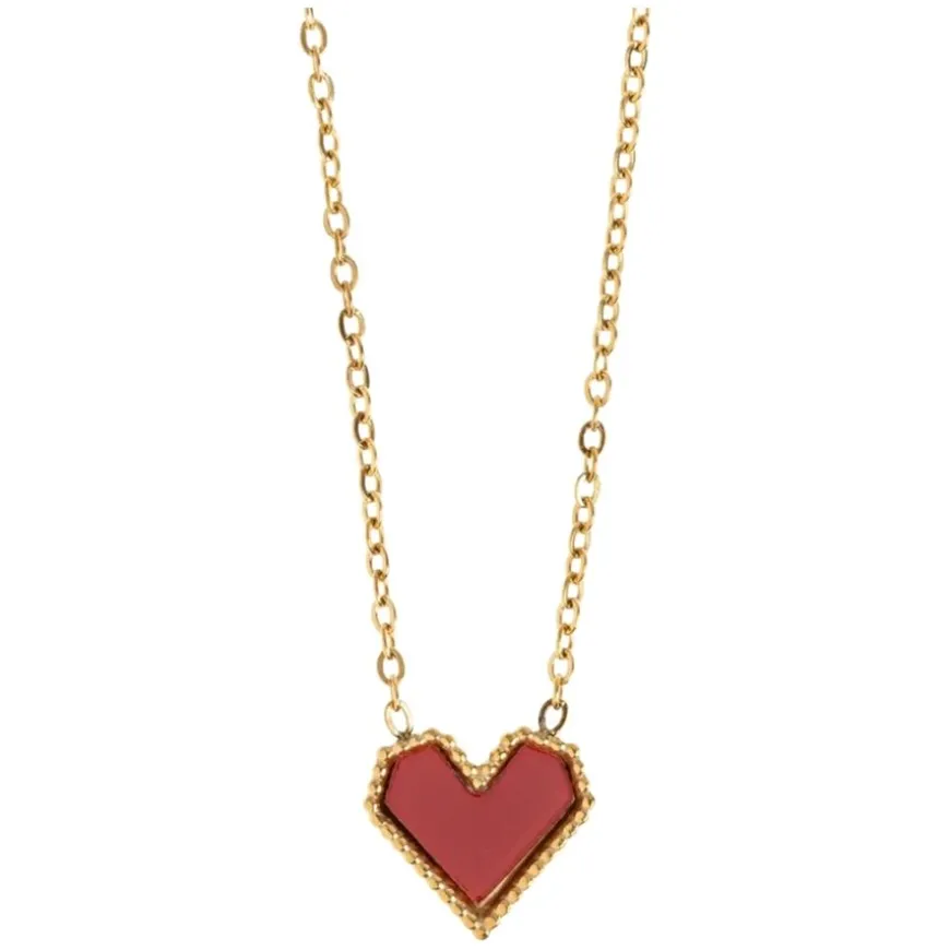 Sarah Red Heart Necklace Stainless Steel
