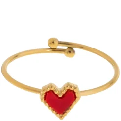 Sarah Red Heart Ring Stainless Steel