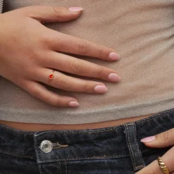 Sarah Red Heart Ring Stainless Steel