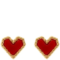 Sarah Red Heart Stud Earring Stainless Steel 7mm