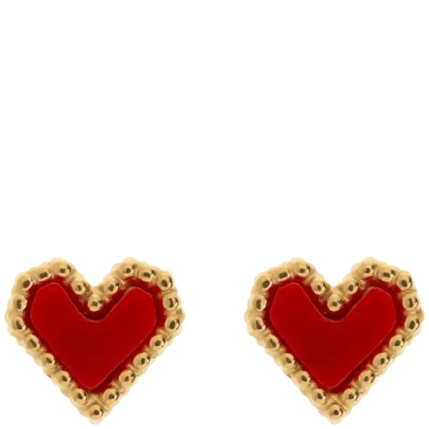 Sarah Red Heart Stud Earring Stainless Steel 7mm