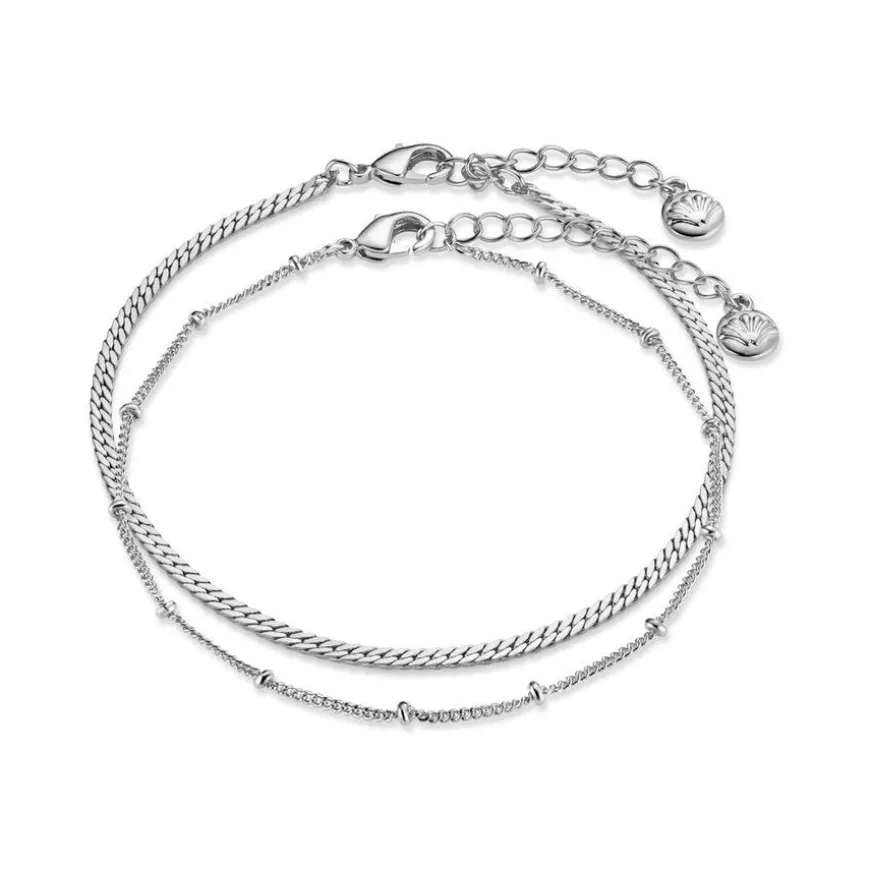 Satellite and Flat Curb Chain Bracelet