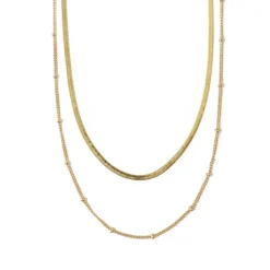 Satellite Flat Snake Layered Chains Necklaces